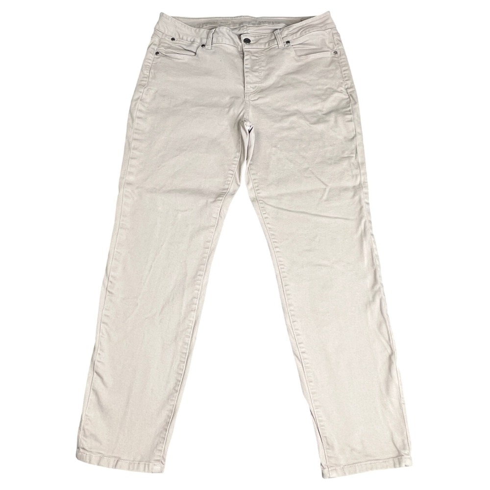 Talbots Signature Ankle Pants Womens 12 Tan Khaki Cotton Stretch Chino Mid Rise